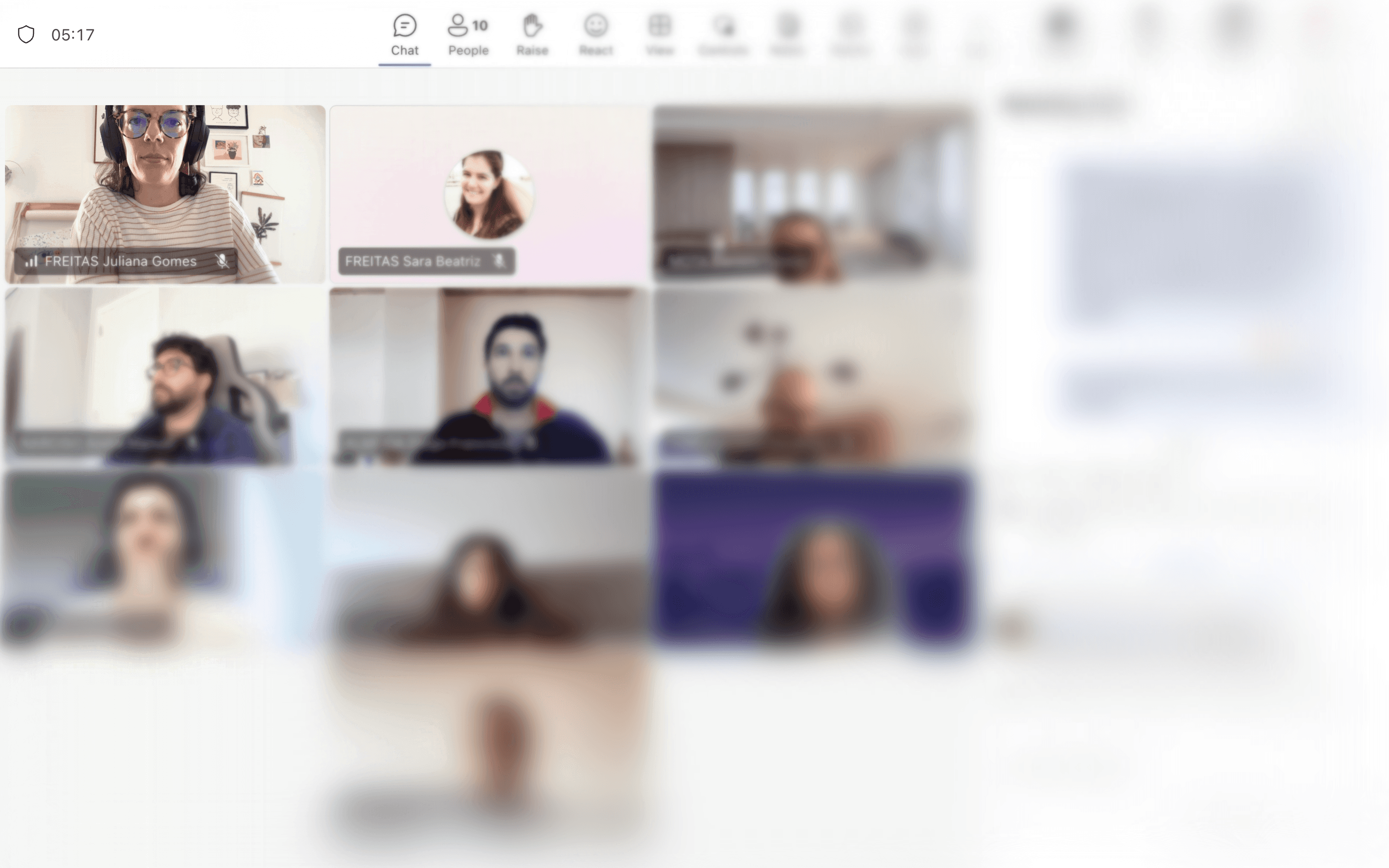 Microsoft Teams video call with 10 participants showing a cross-functional sync session for the Atlas usability initiative. Part of the regular agile sprint cadence used to align designers, developers, and product stakeholders on component decisions, usability adjustments, and documentation progress.