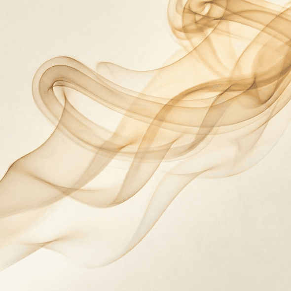 Abstract flowing beige shapes suggesting movement and sensitivity, reinforcing how small dogs respond to food