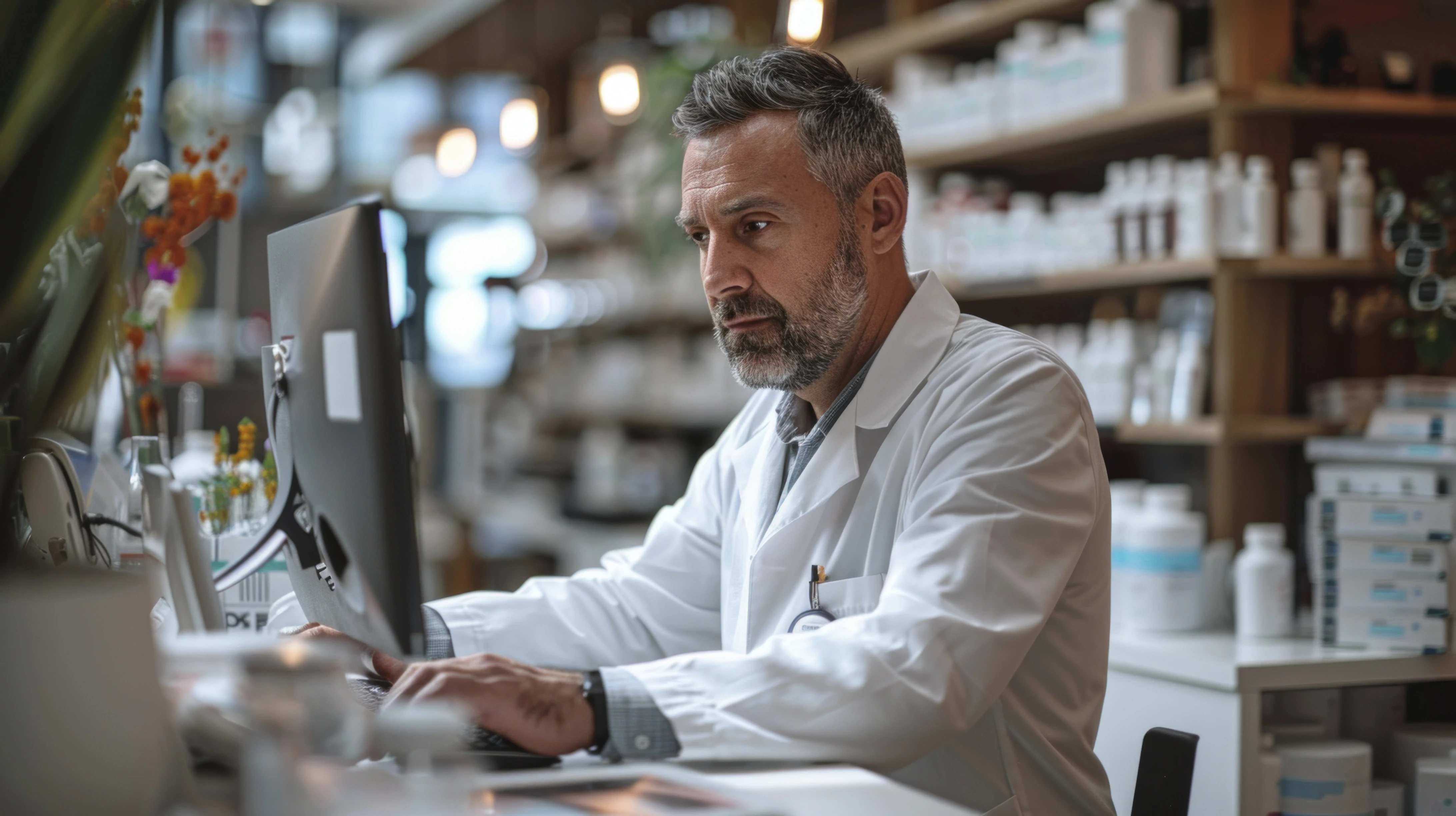 Man working as pharmacist