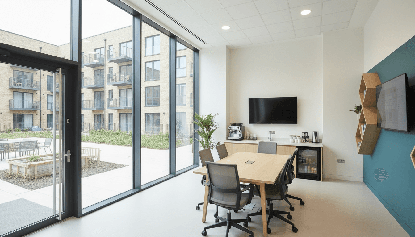 a BTR office with a meeting room