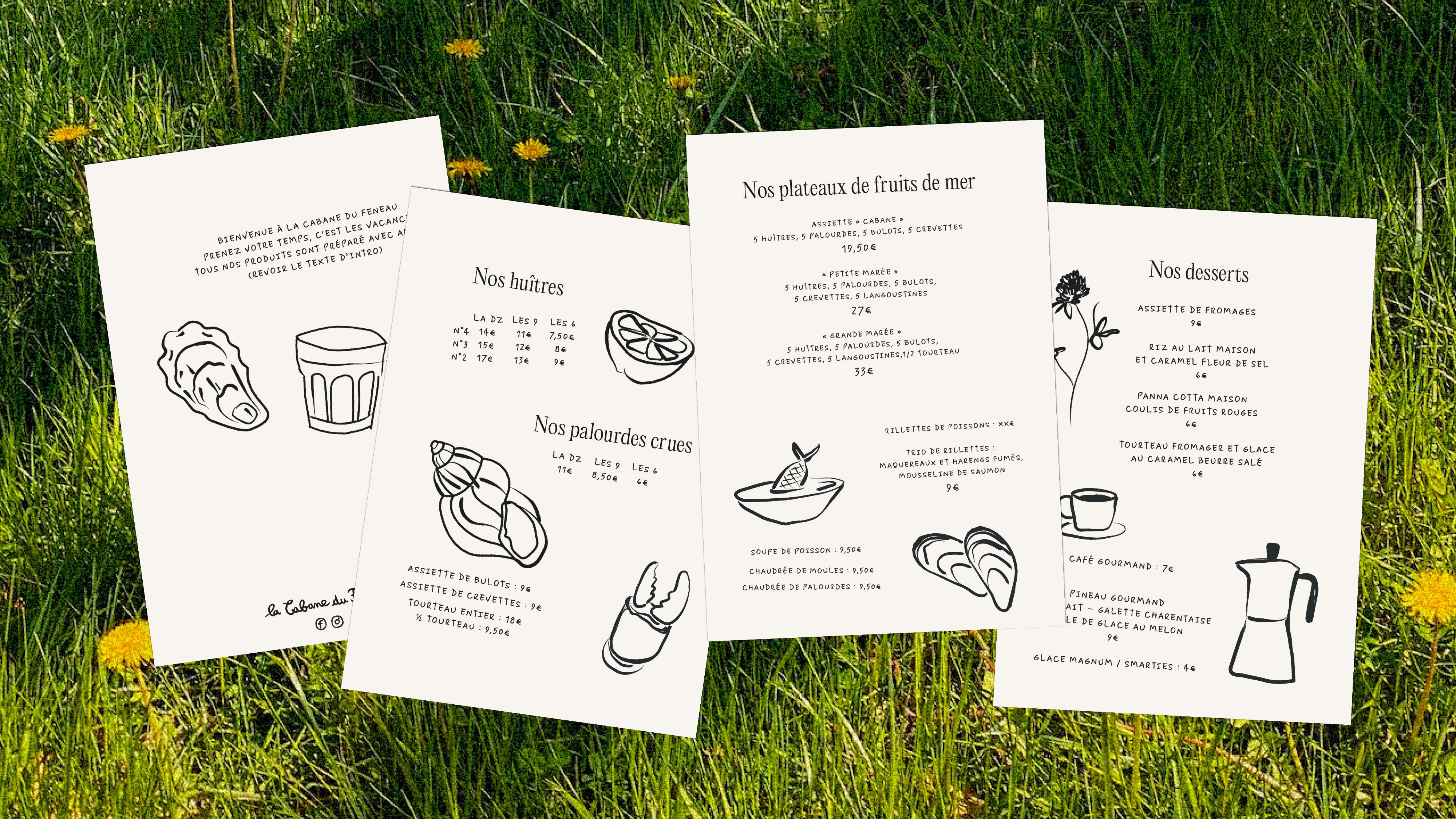 menu de la cabane avec illustration