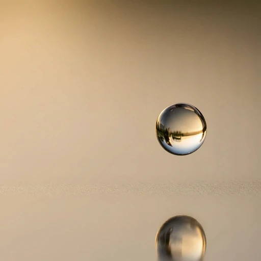 Reflective chrome sphere floating in a minimalist space - Energy State personalization and unique approach metaphor