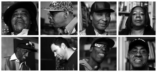 a grid of right black and white portraits