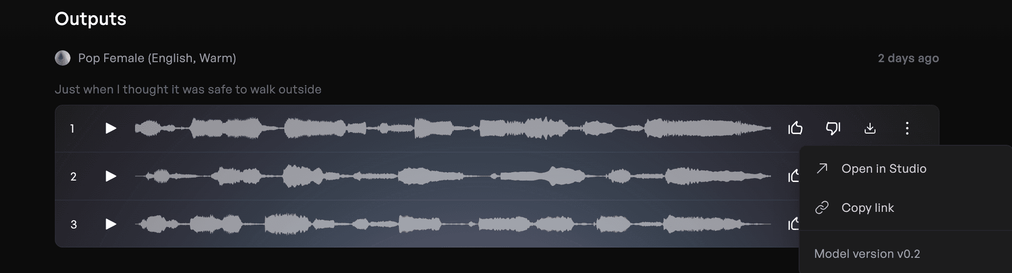 An option to add your vocal generation into Kits Studio