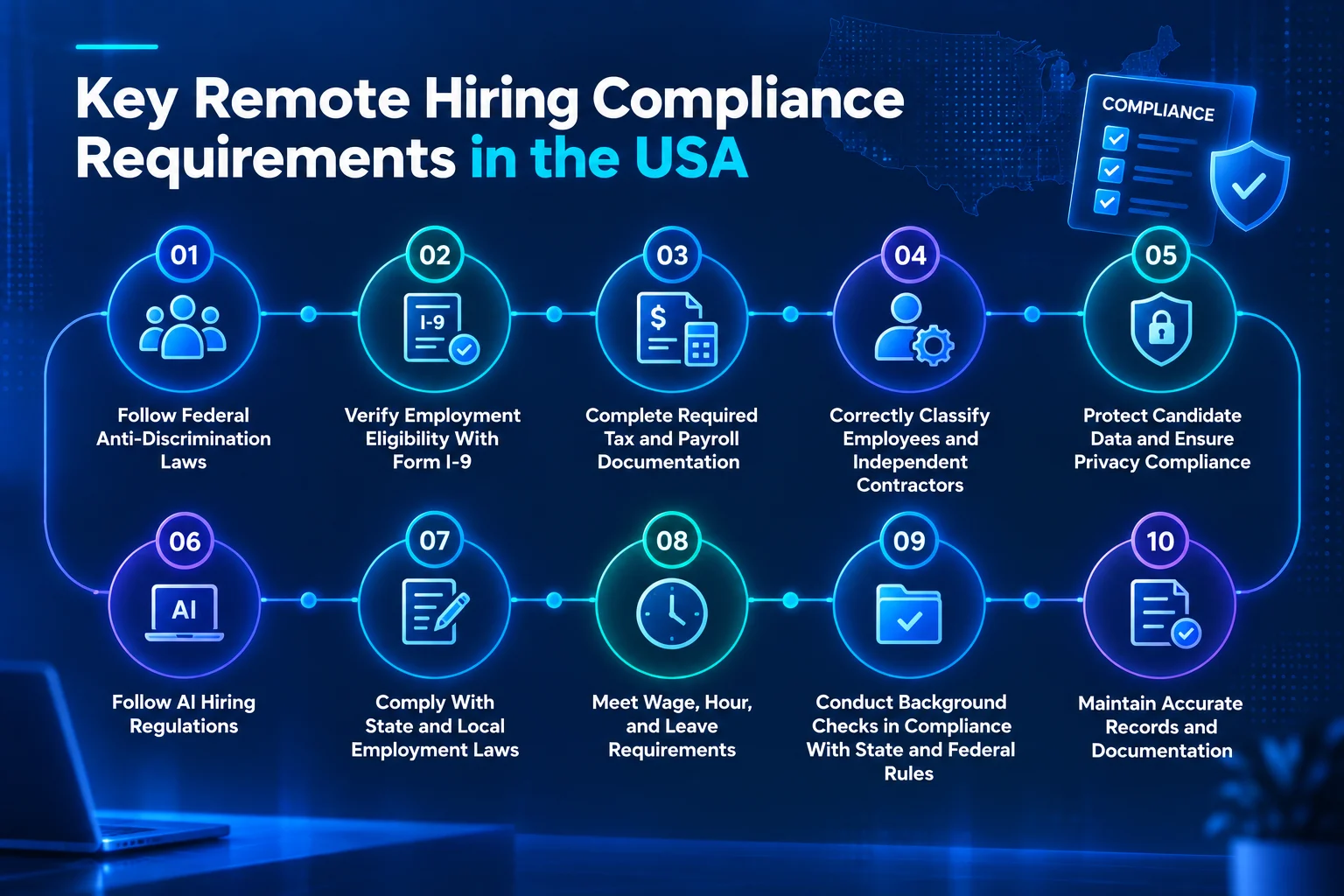 Key remote hiring compliance requirements in the USA.
