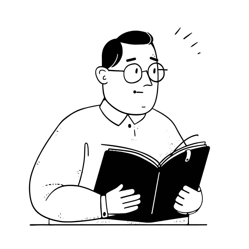 a guy reading a book