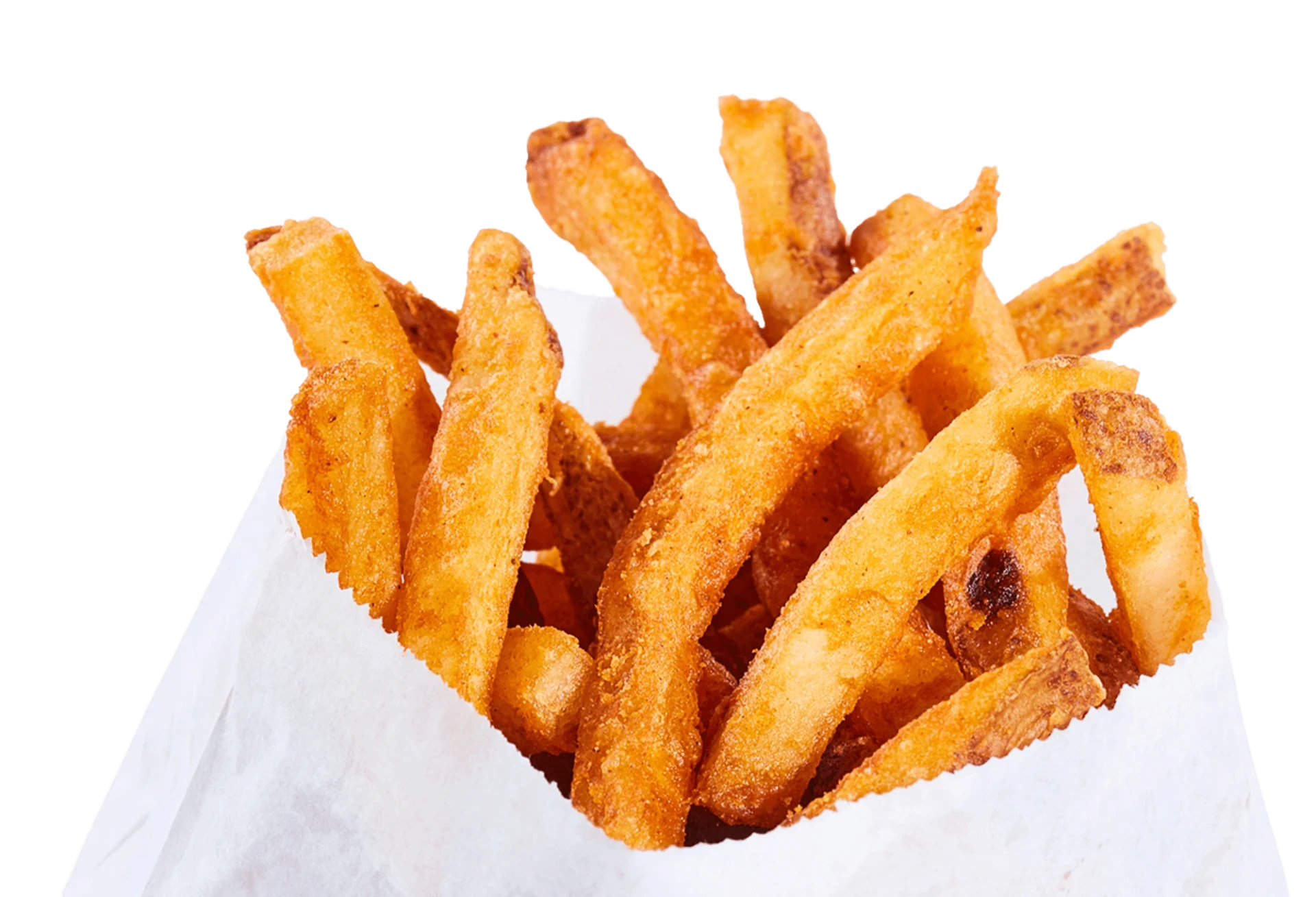 Seasoned, skin-on fries with a crispy golden exterior and soft, starchy interior
