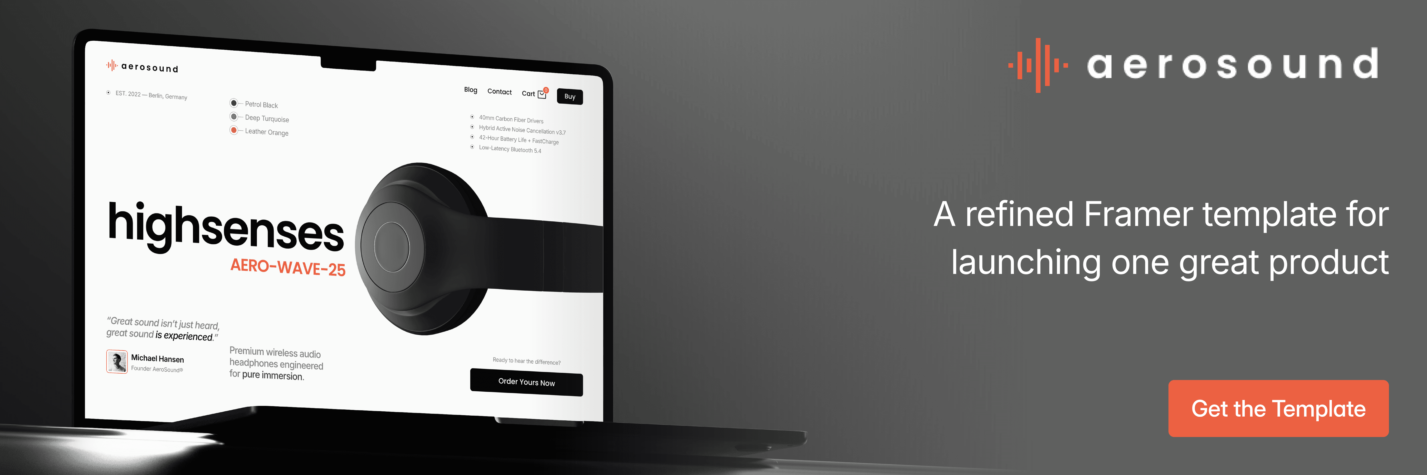 A refined Framer template for launching one great product