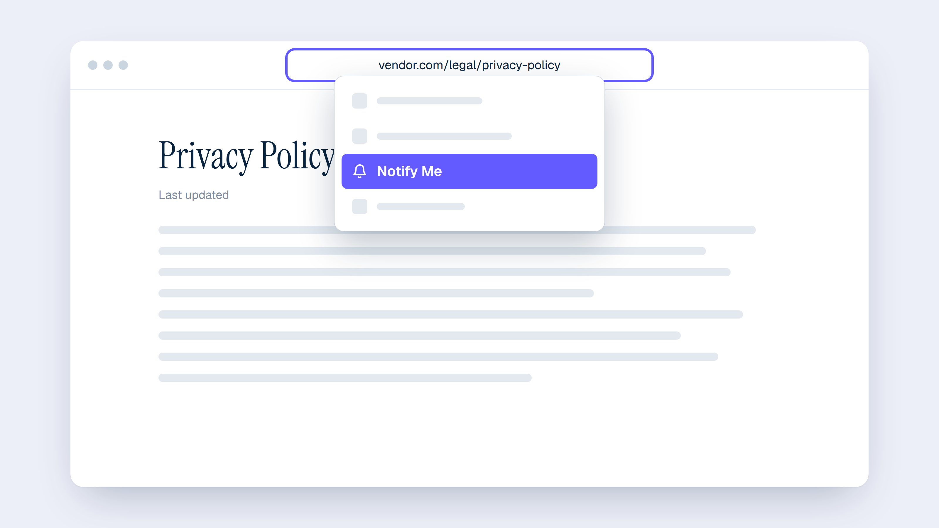 Choosing Notify Me from the Smart Search field in Safari on Mac