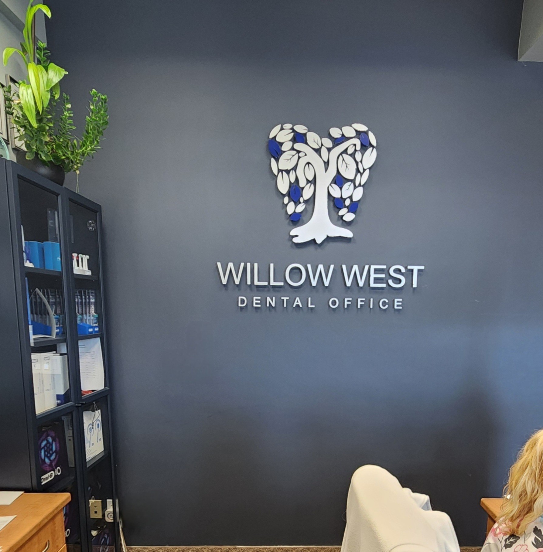 A office wall with willow west logo