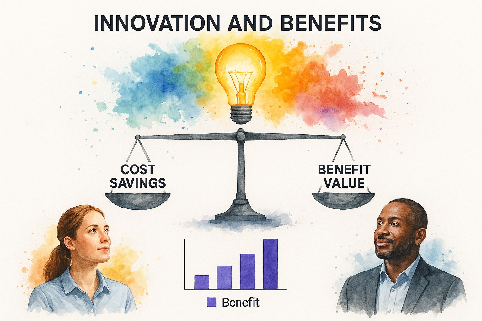 Infographic balancing cost savings and benefit value in GTM strategy.