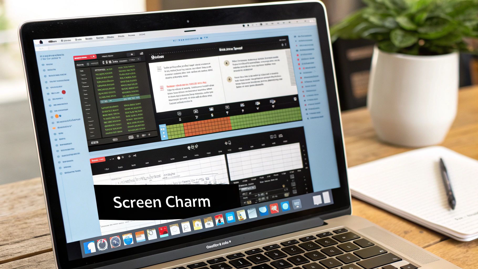 A person using Screen Charm on their MacBook Air to edit a screen recording.