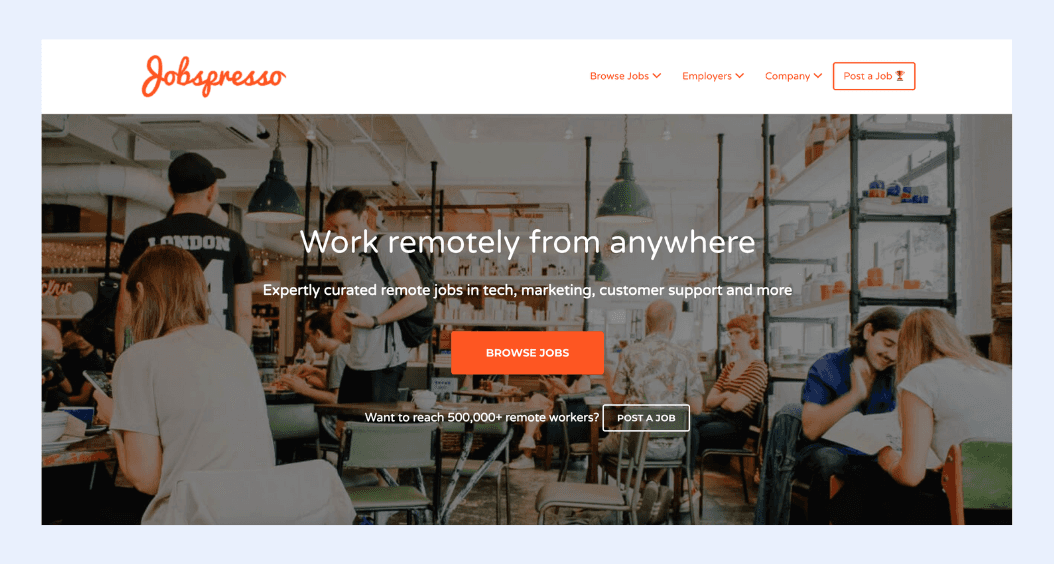 Jobspresso's homepage