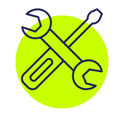 an icon of a spanner and screwdriver crossing over