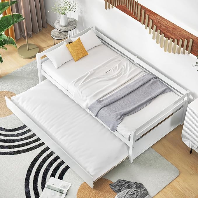 Designed with versatility in mind, the white wooden guest bed adapts to your needs effortlessly.