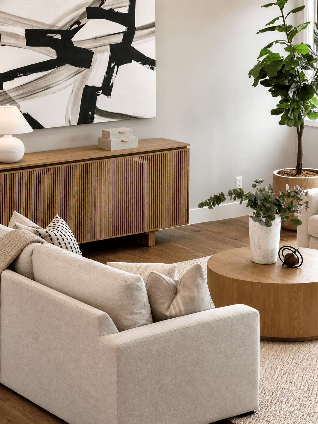 Professionally staged living room styled for listing photos