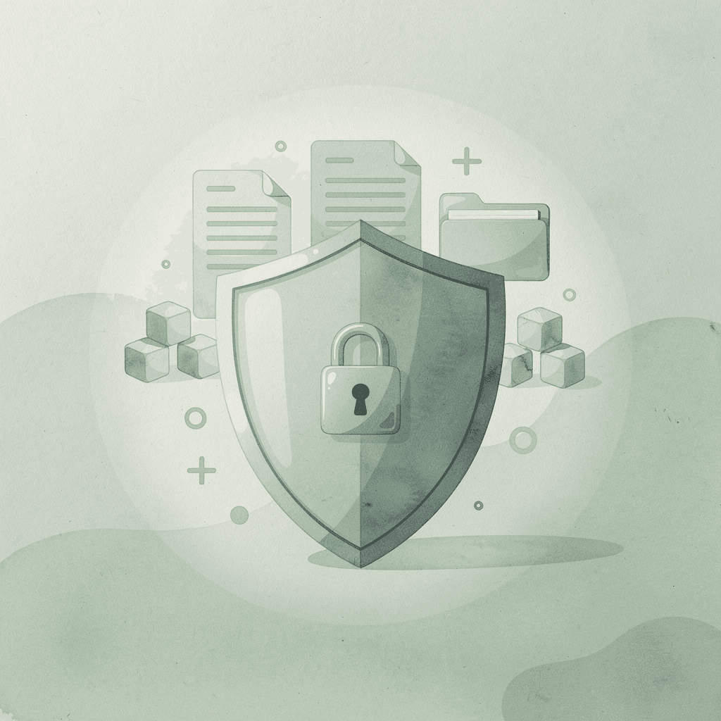Scene illustration of a shield protecting personal information from a data breach