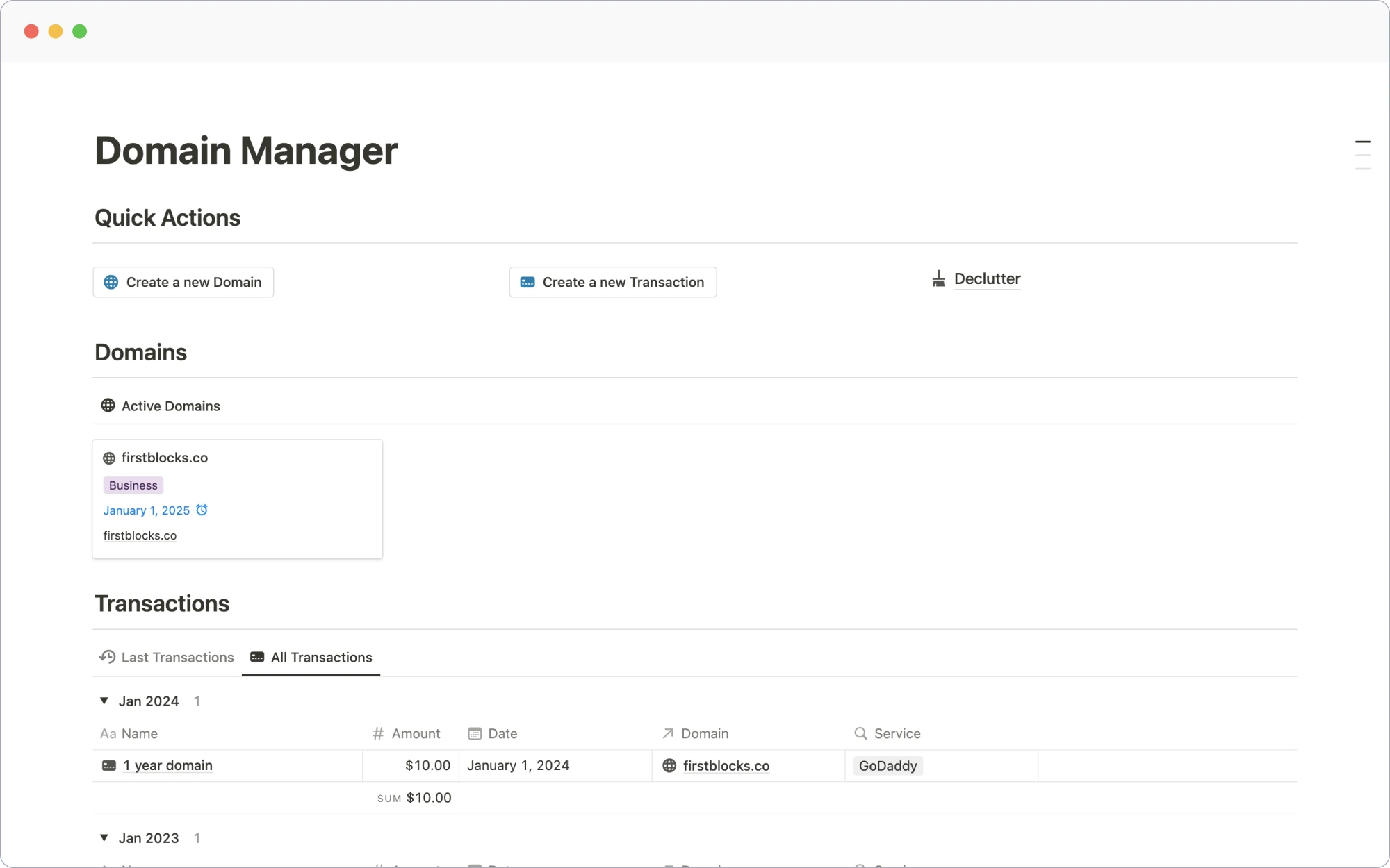 Domain Manager Notion Template