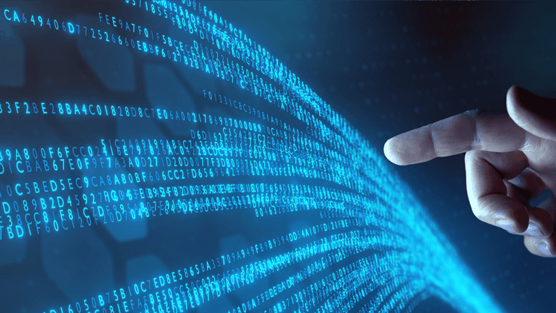 AI-driven quiz system visual showing data streams, algorithms, and intelligent learning technology used in personalized education.