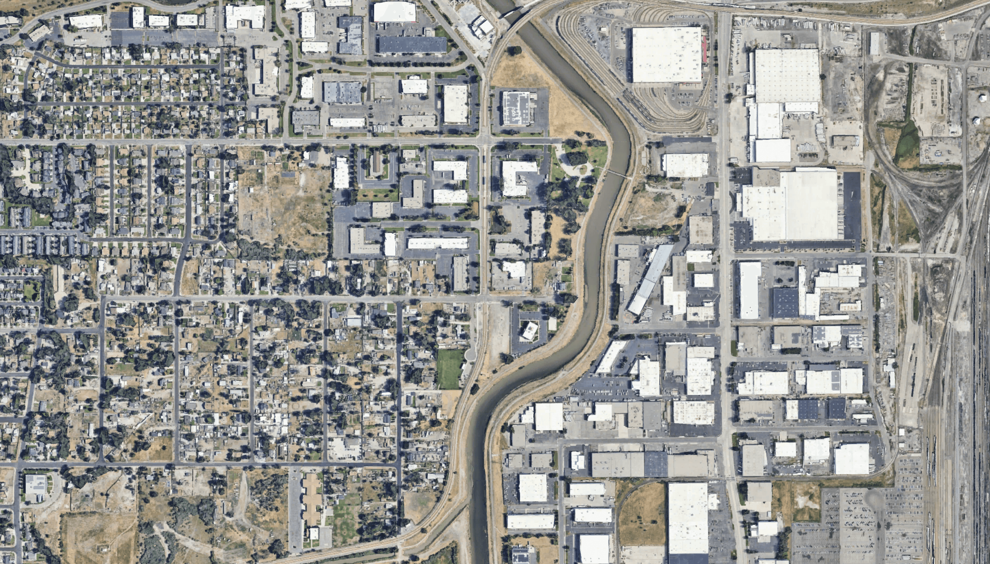 A satellite view of Jordan River Parkway Trail in Salt Lake City Utah