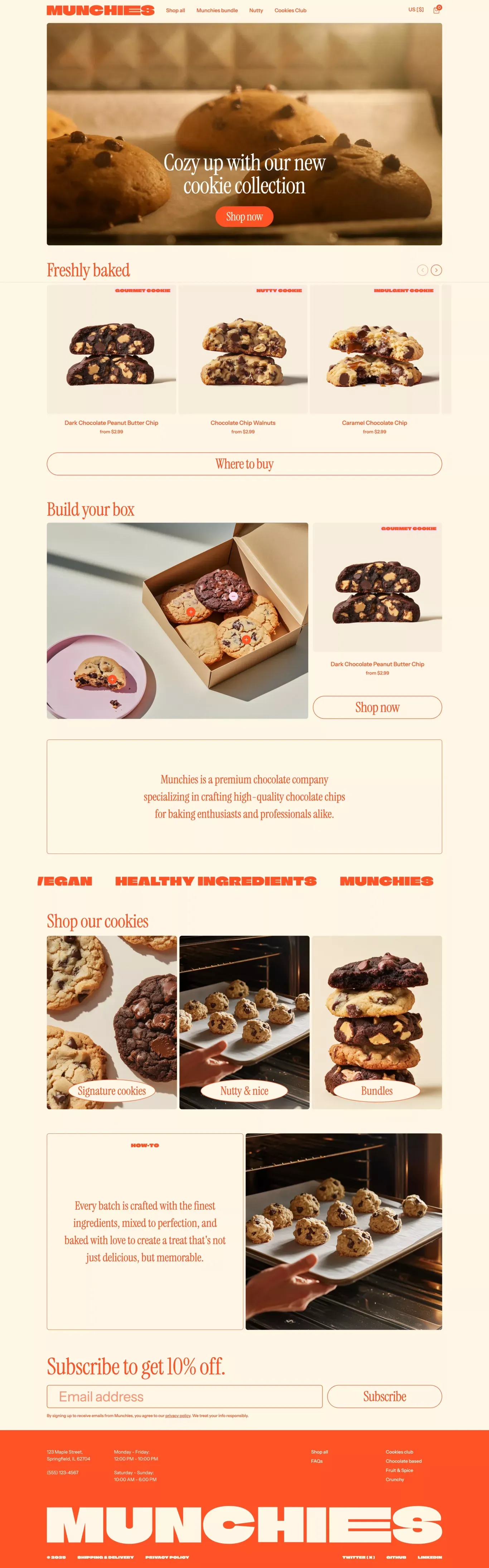Munchies ecommerce page screenshot showcasing Ecommerce and Food & Drinks design
