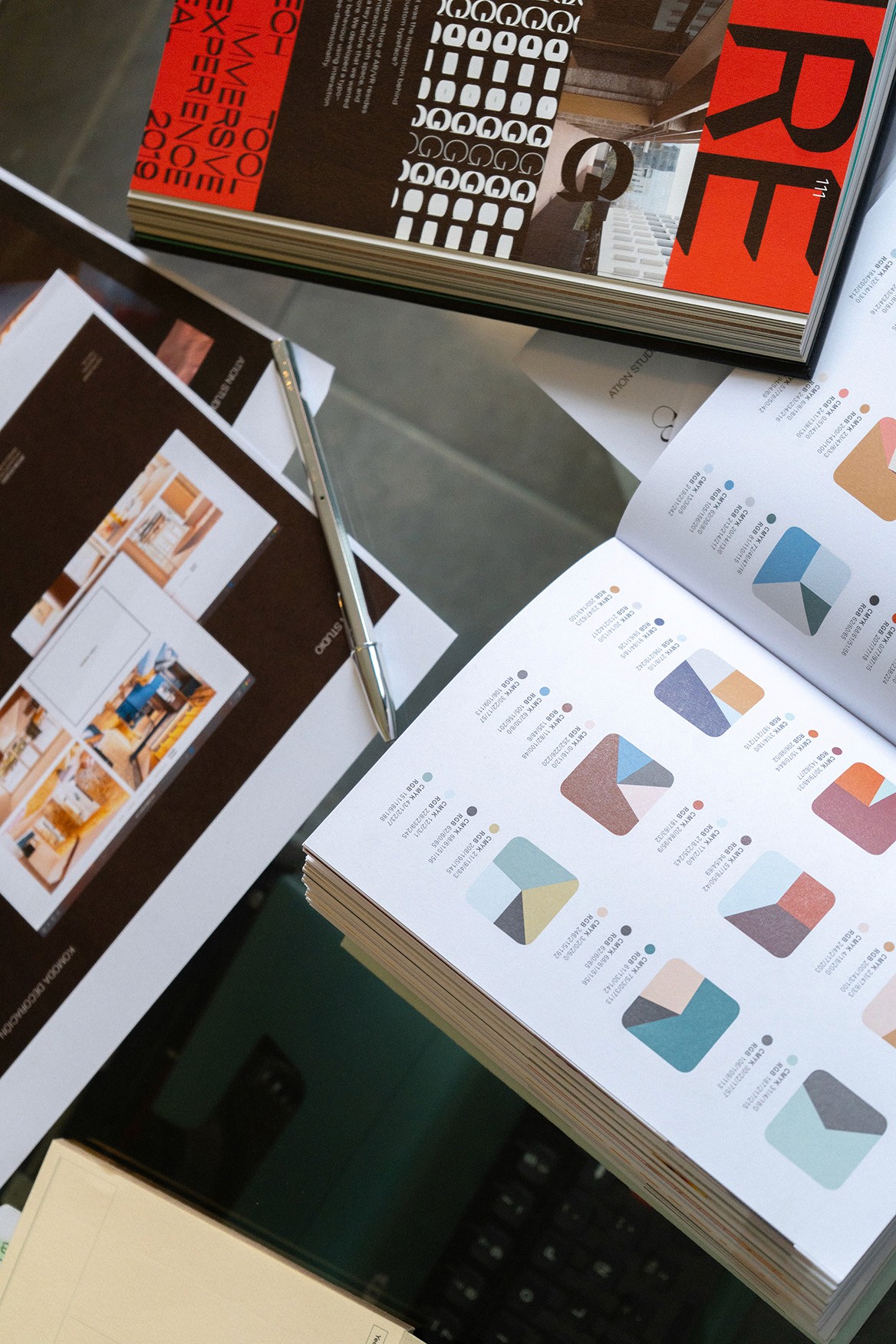 Brand identity design process by Ation Studio including typography, colour palette and visual system.