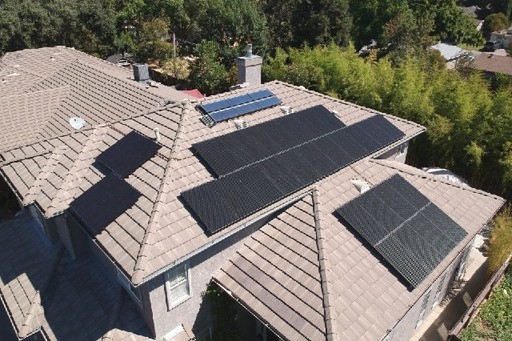 close up of residential solar system in Granite Bay, CA