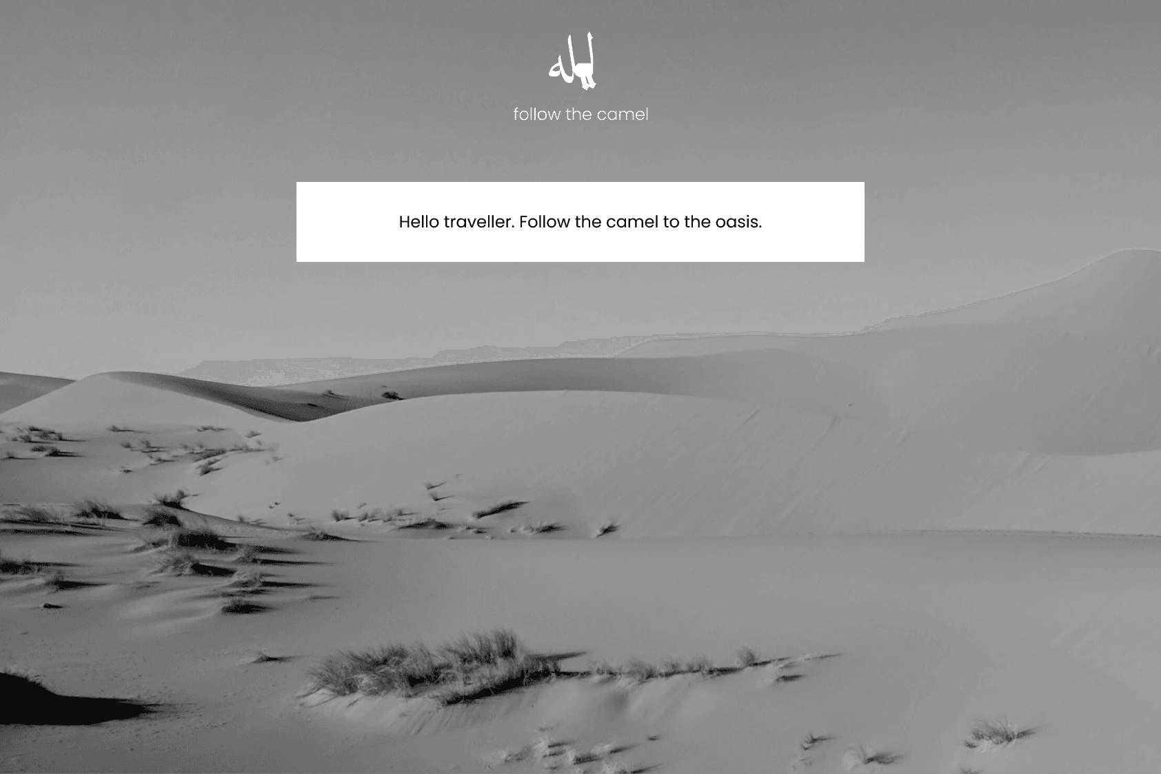 Start of the booking process with an invitation to Follow the Camel
