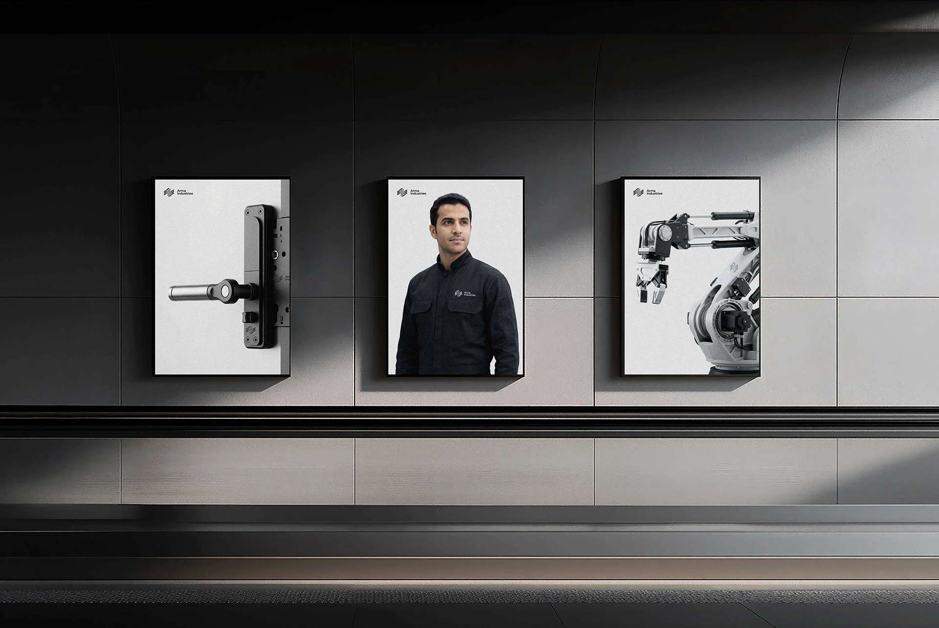 Streetside billboard with flyposters of the Batch.Works brand and illustrations