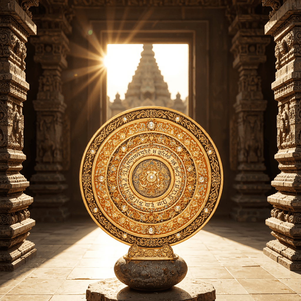 product photography of decorative plate with religious inscriptions