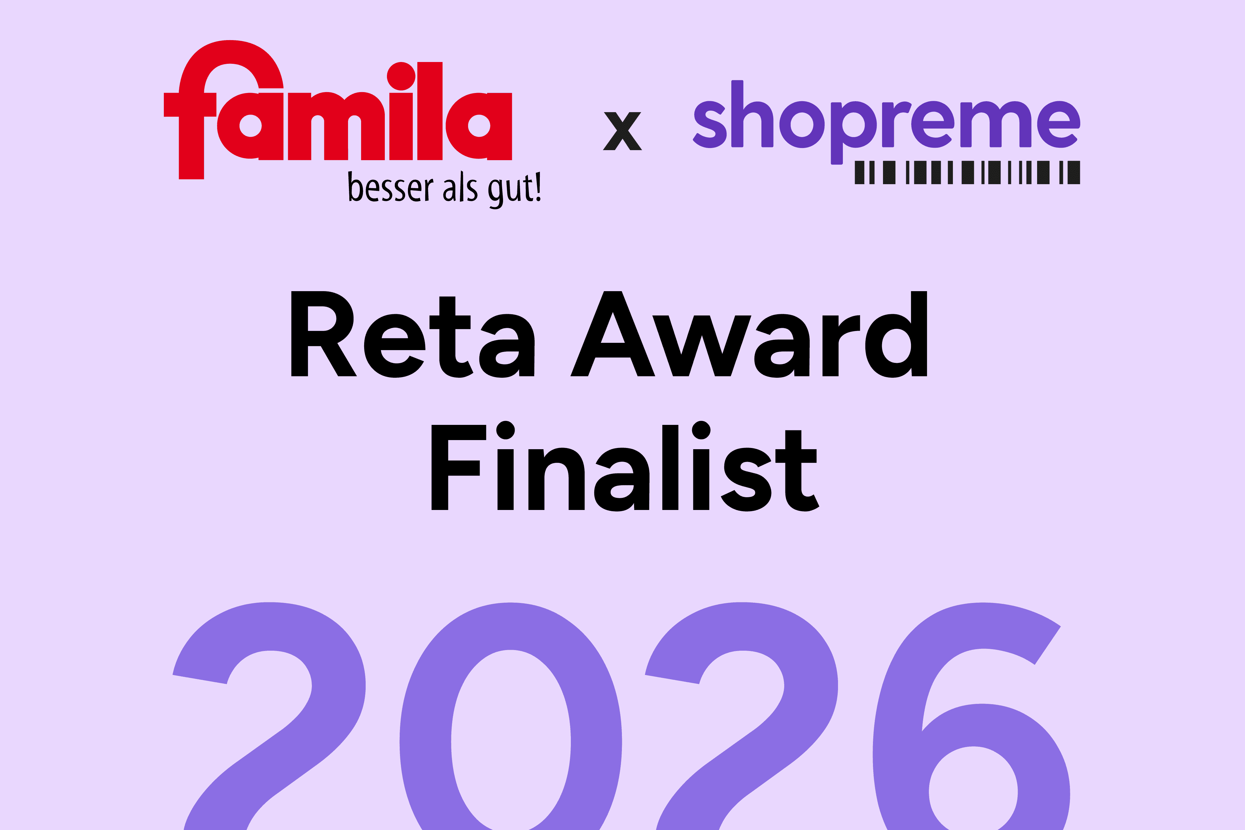 famila named reta award finalist 2026 with shopreme as top supplier retail 