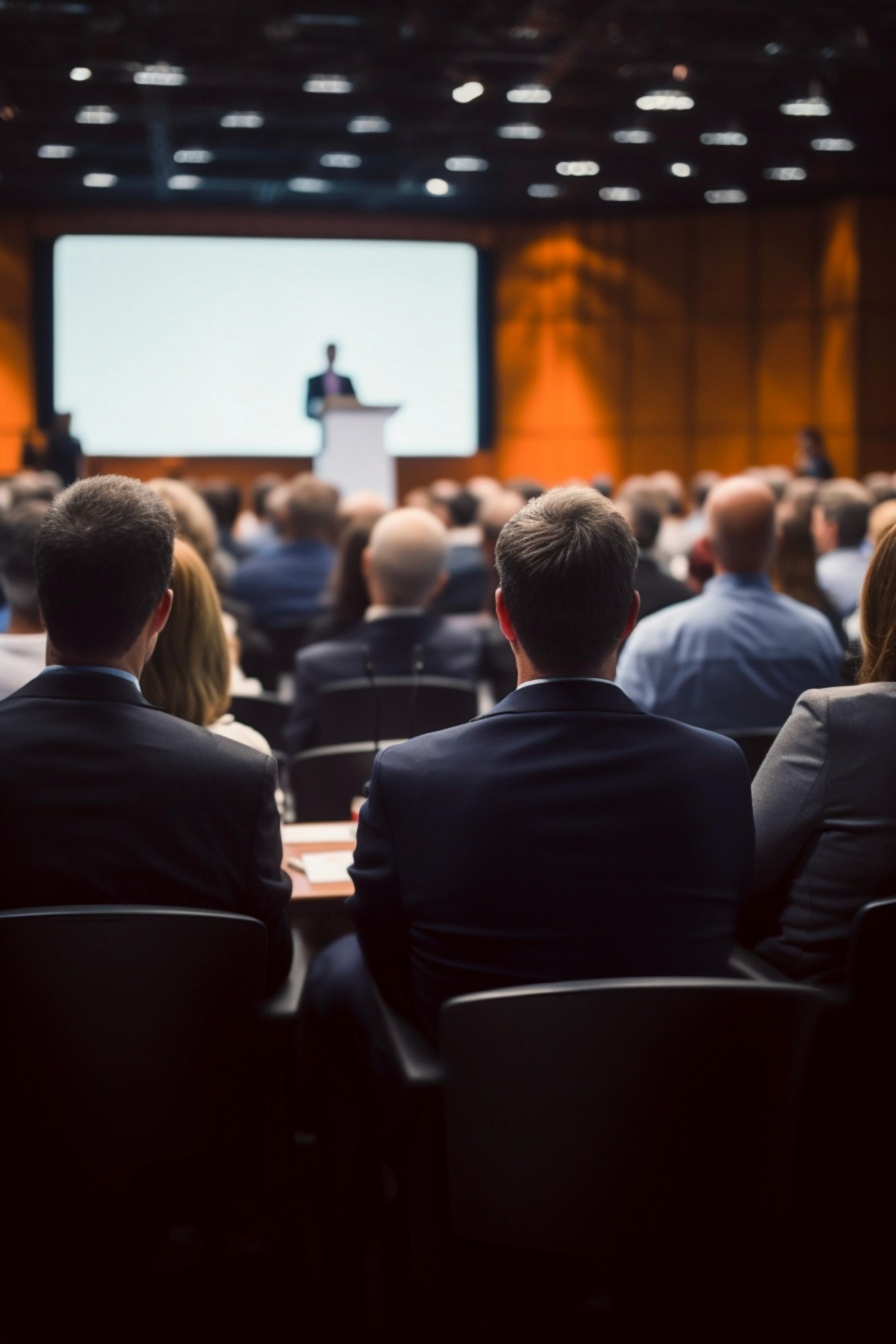 Speaker Presenting at Conference with Audience