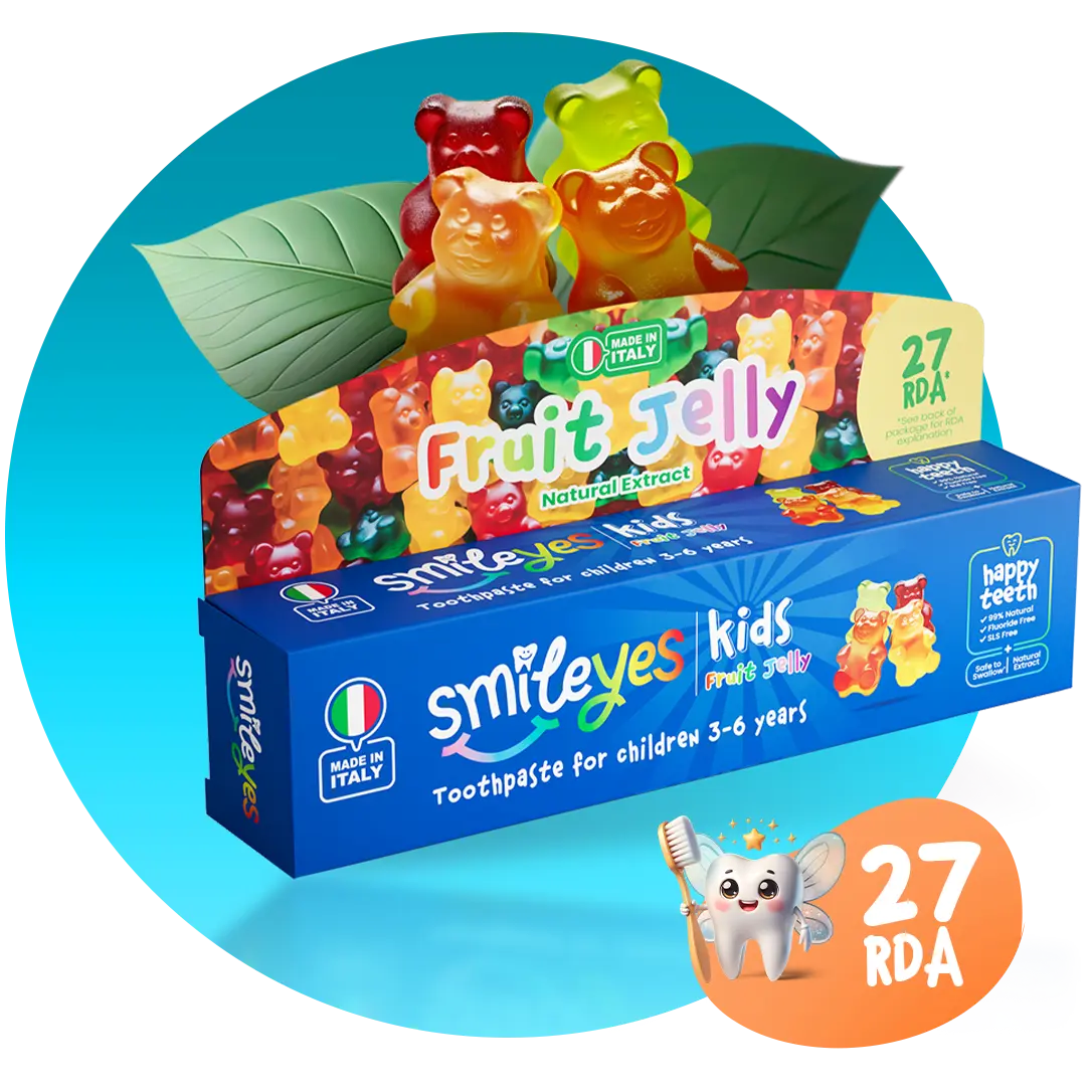 Smile yes bebek ve çocuk diş macunu, düşük RDA seviyesi ile diş minesi ve dentinini koruyan, %99 doğal özler içeren, paraben ve SLS gibi zararlı maddeler içermeyen, florürsüz ve güvenli bir diş macunudur.