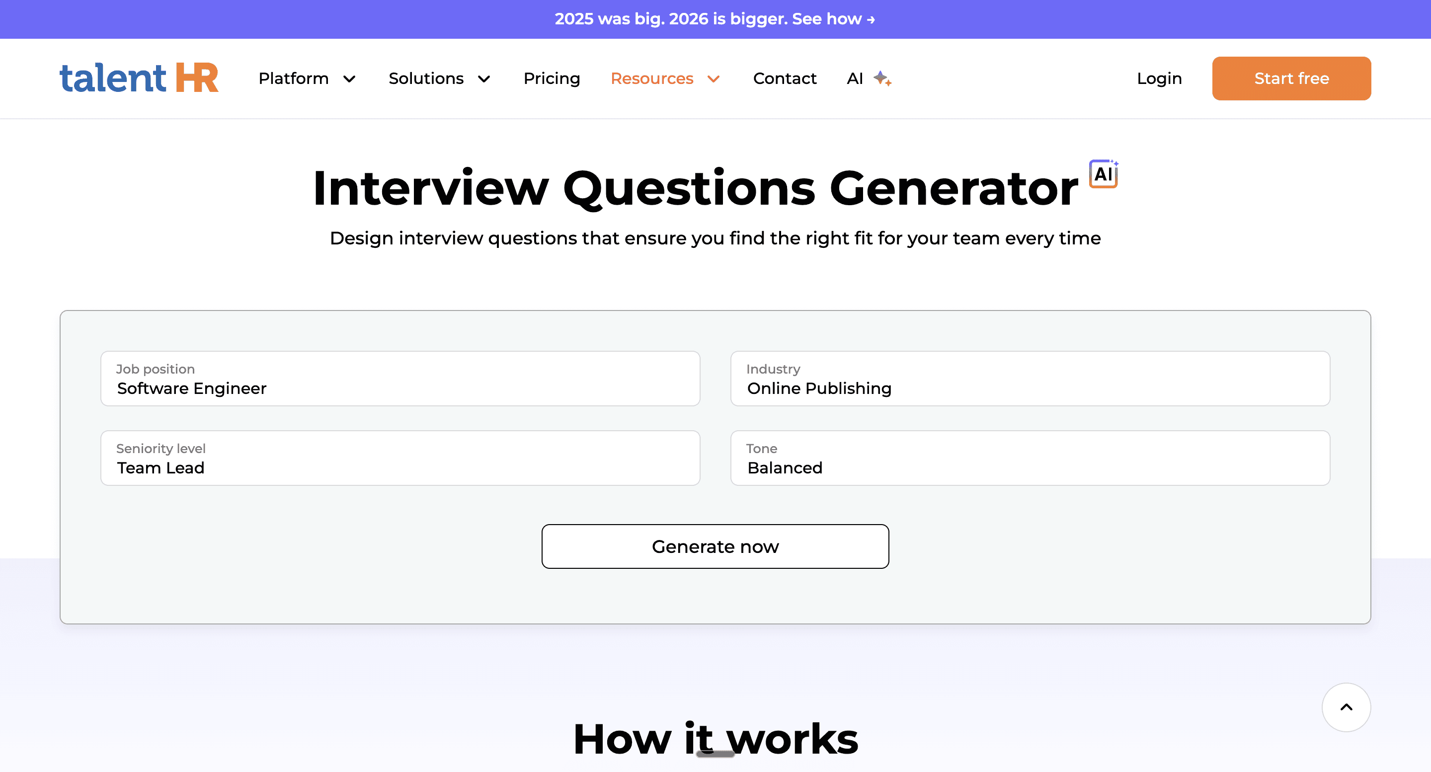 TalentHR question generator