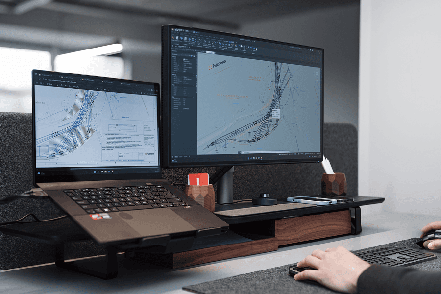 Vehicle swept path analysis conducted with AutoCAD and additional engineering software