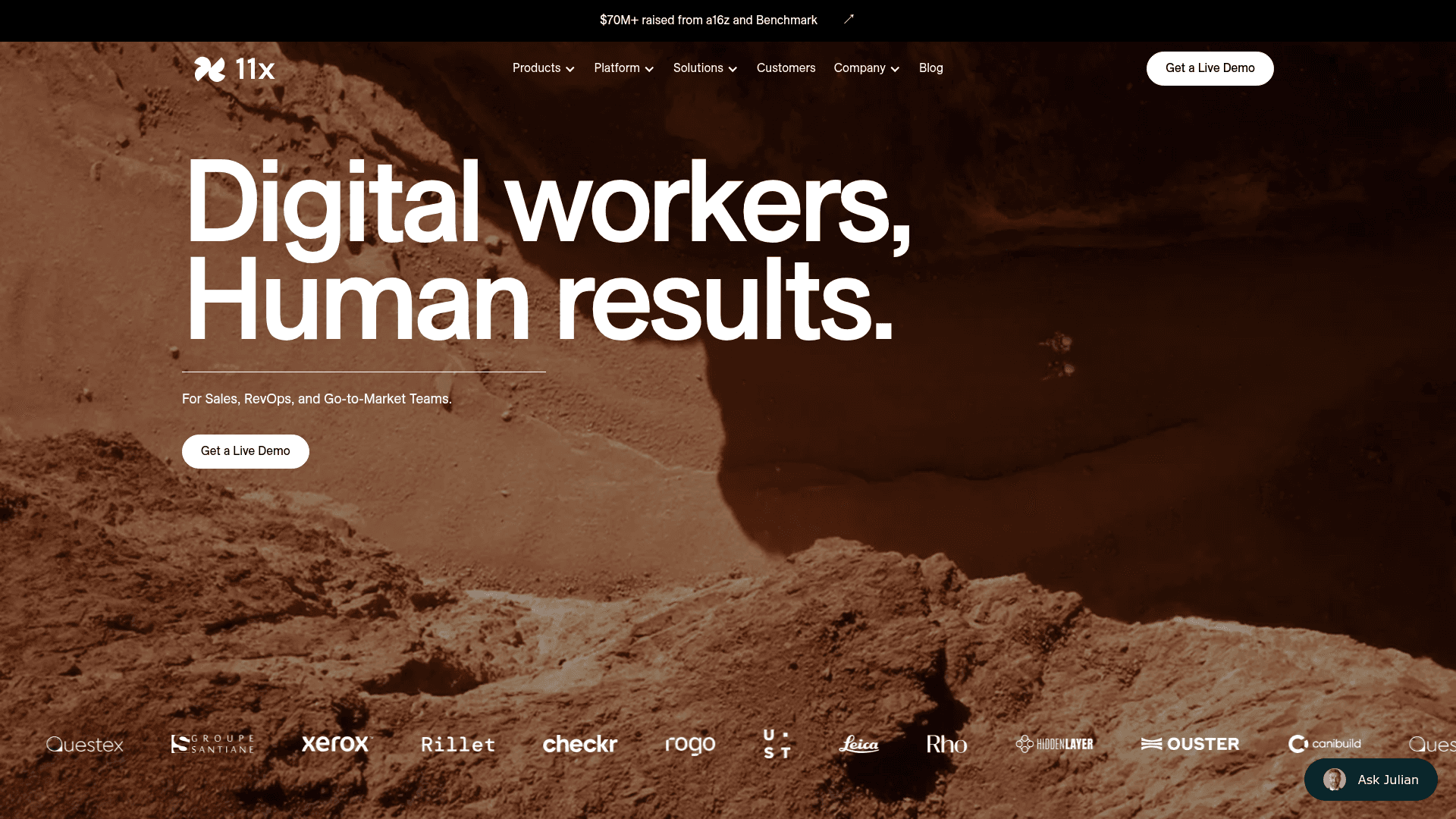 Screenshot of https://11x.ai