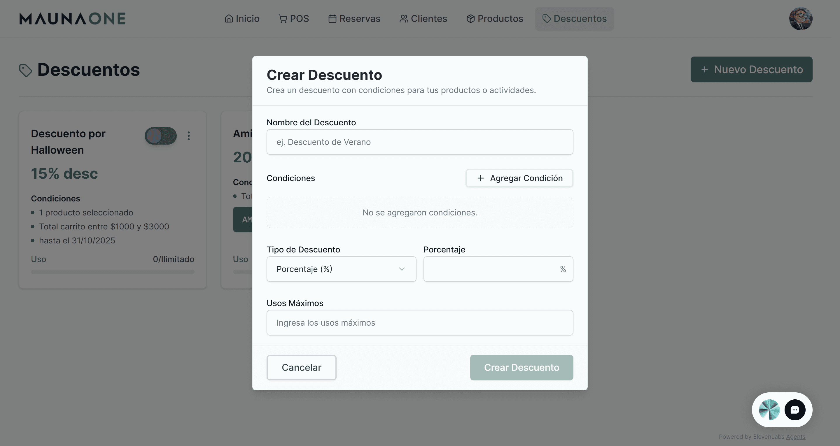 Crear descuento