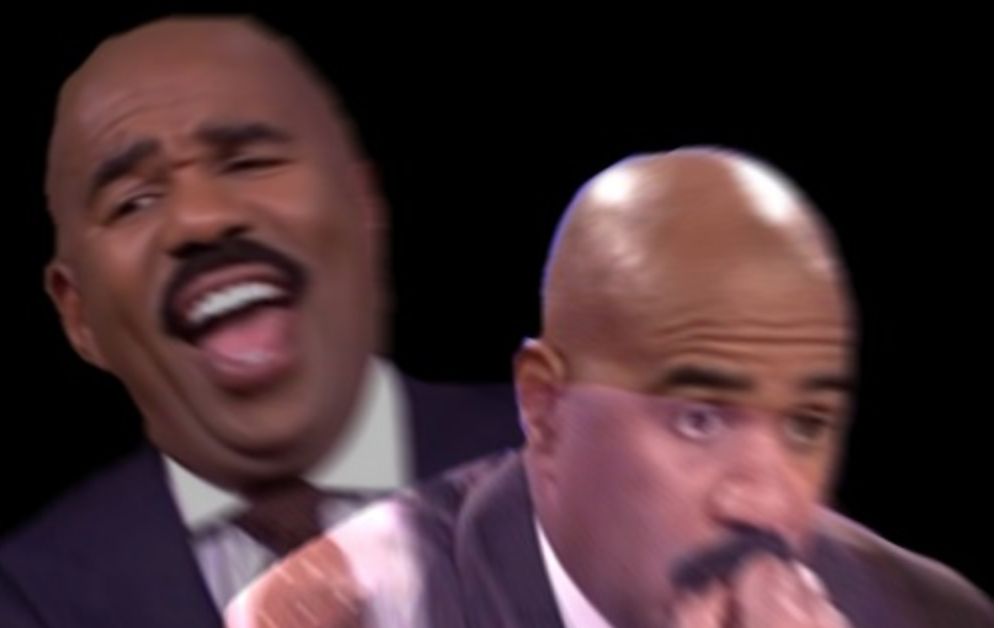 Two men reacting in a television scene