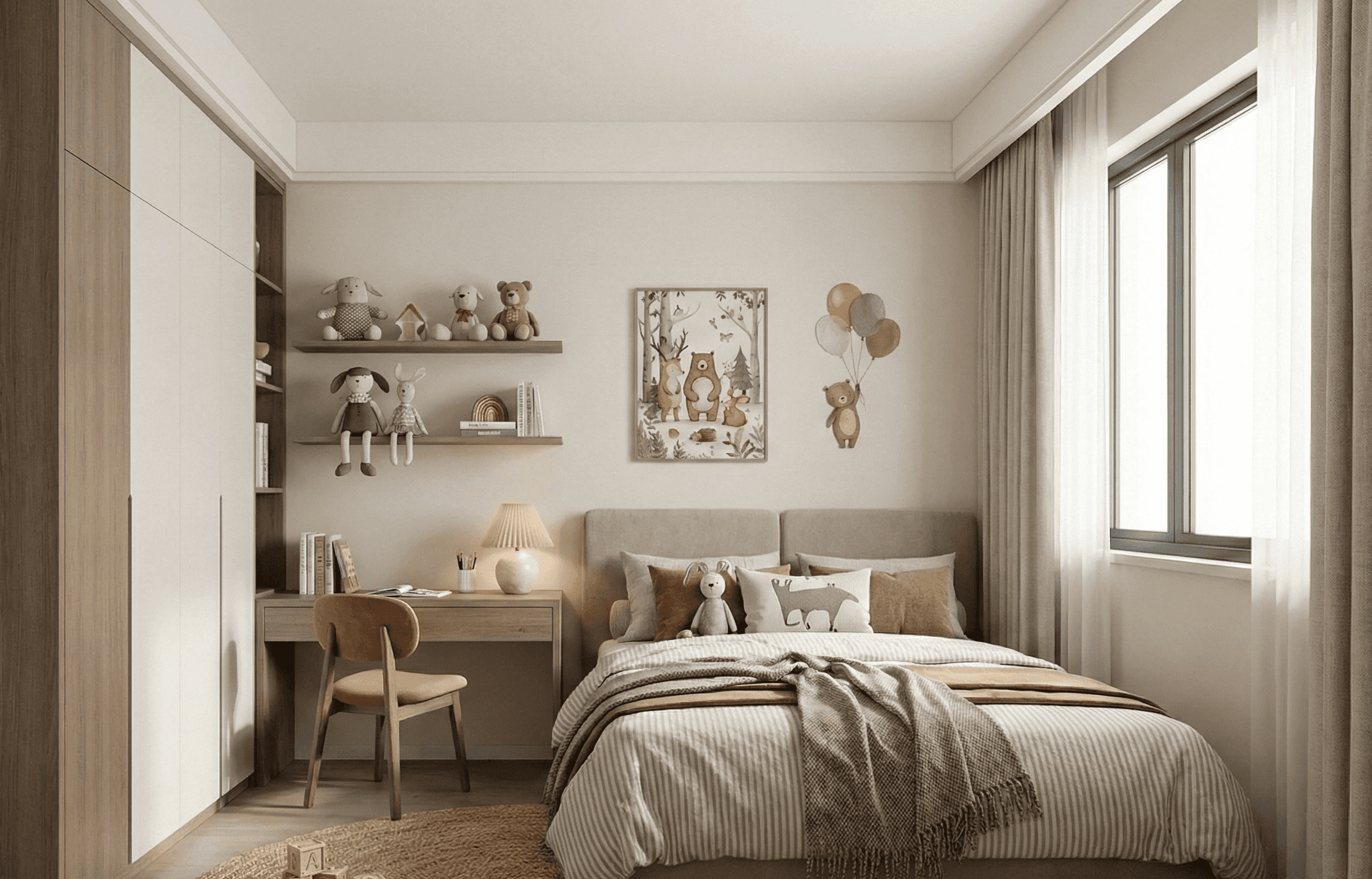 living room with brown sofa and glass window