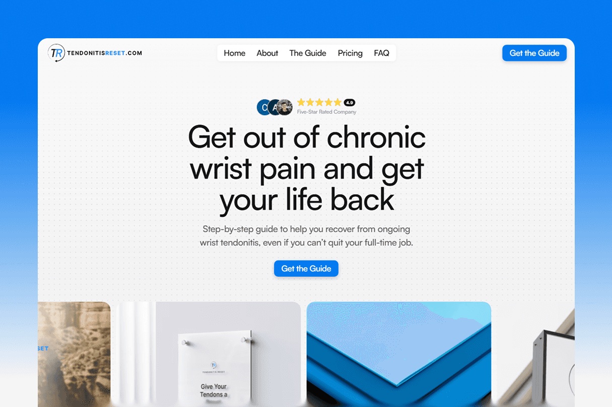 Tendonitis Reset website Homepage