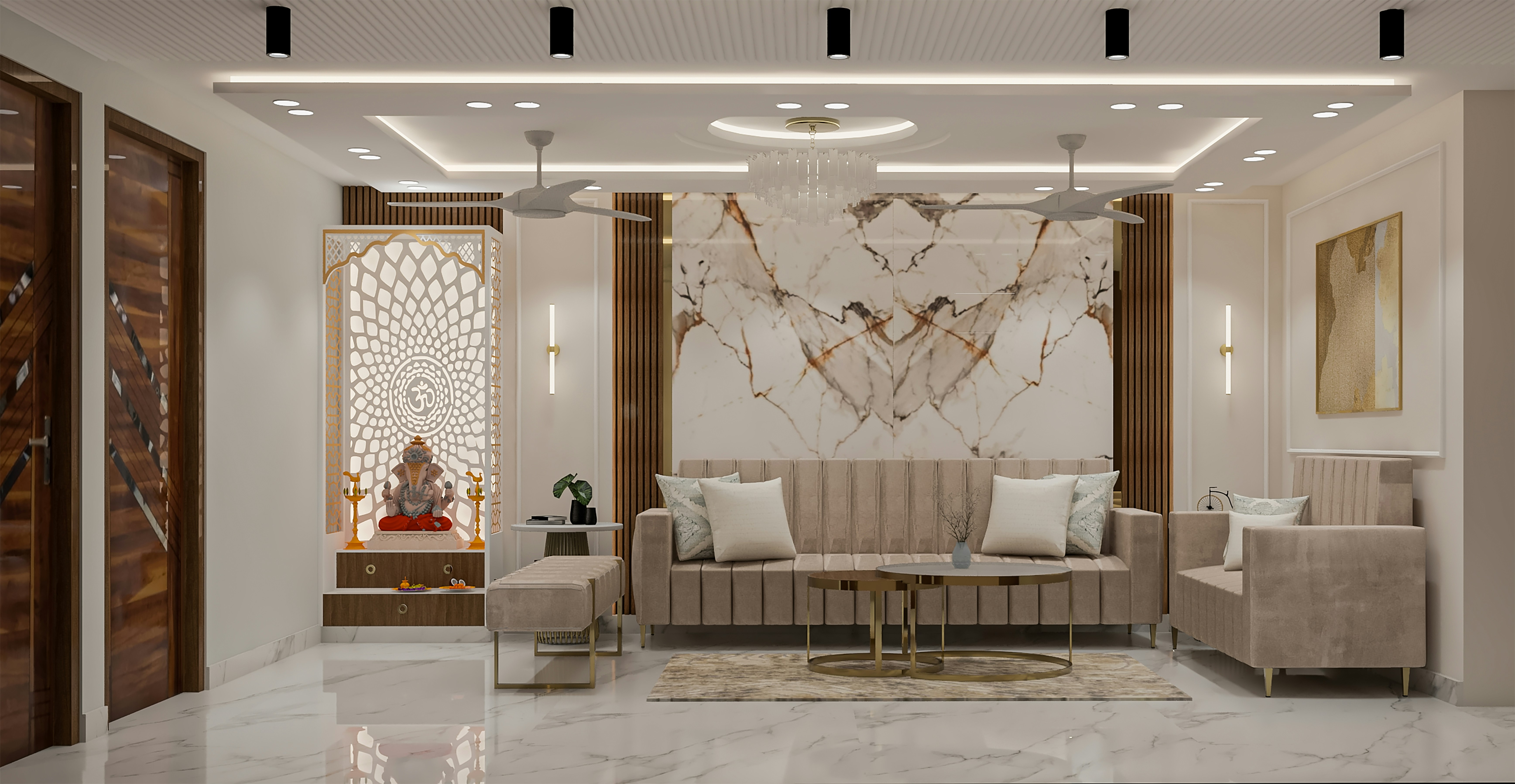 A luxurious, modern living room with exquisite design.
