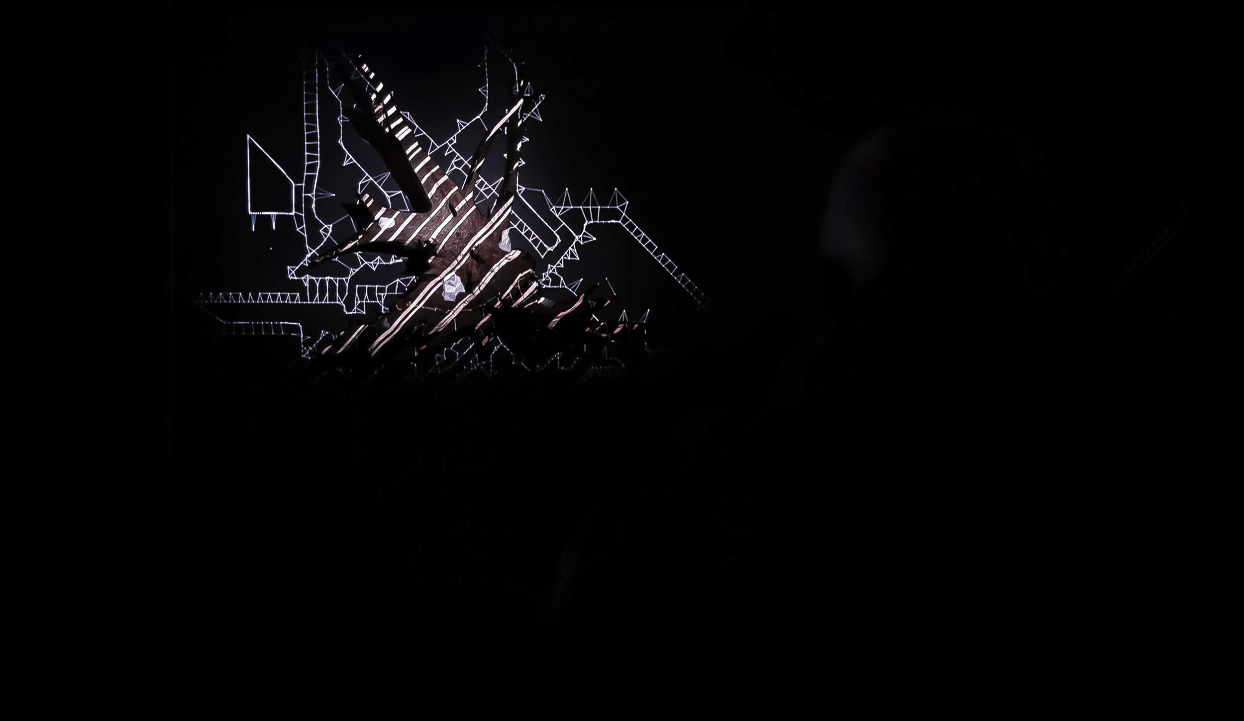Colored light projection on the RADIX sculpture