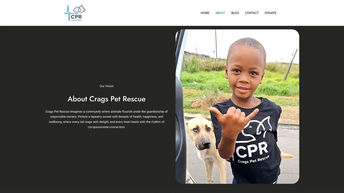 Screenshot of cragspetrescue.org.za - about page
