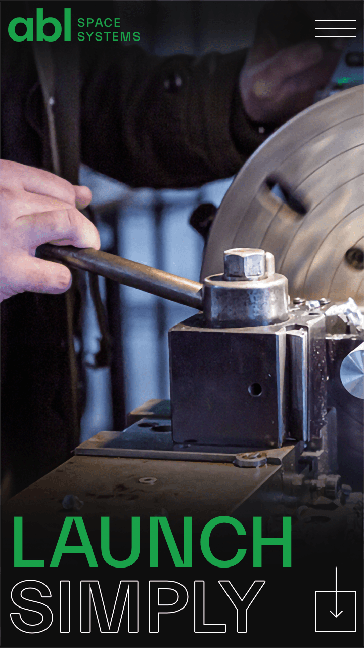 ABL Space Systems homepage header - mobile.