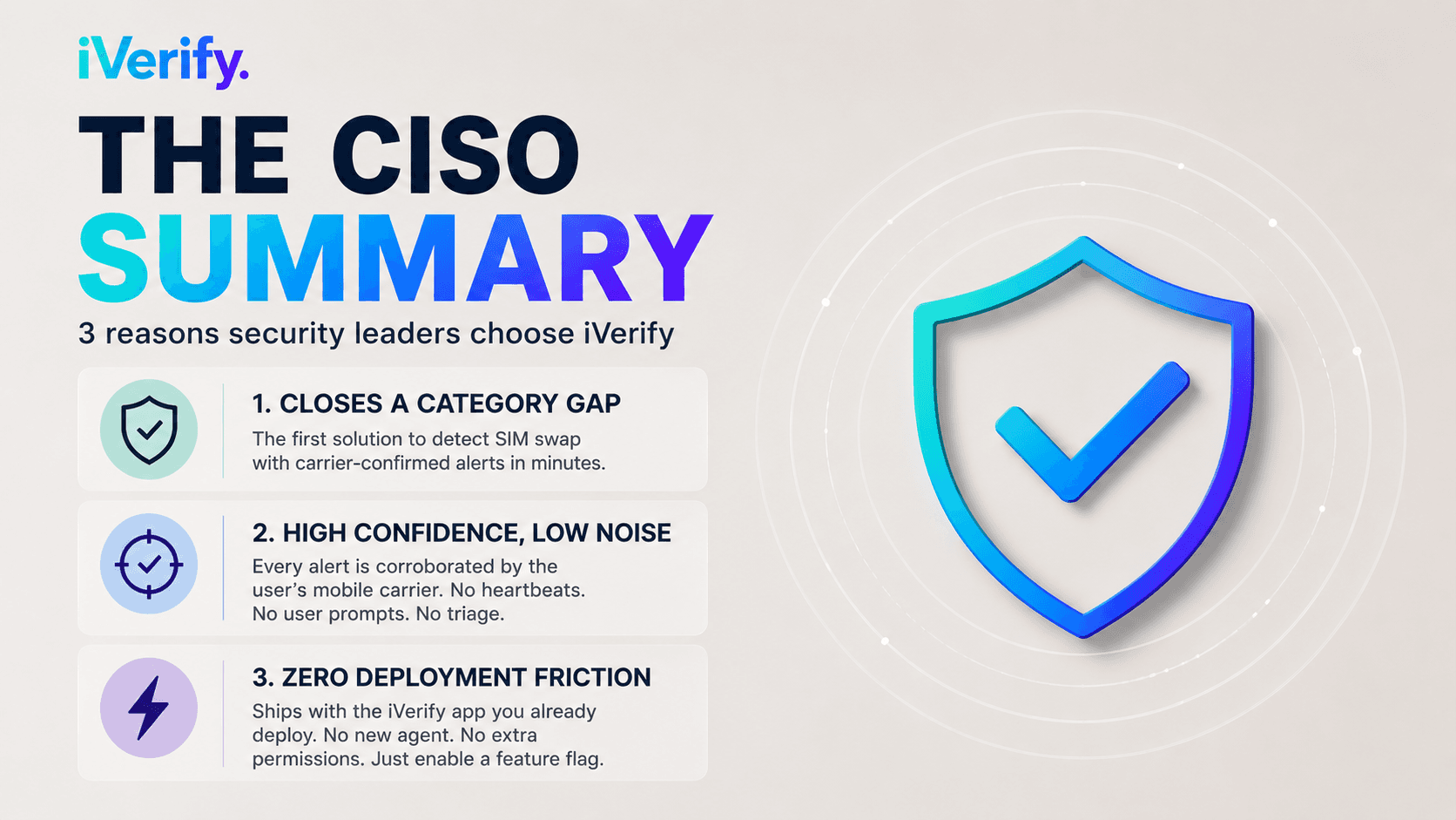 David Gillies summarizing the business impact of SIM swap detection for CISOs and enterprise security leaders.