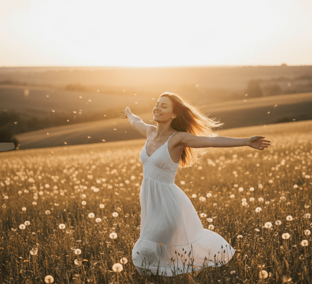 heso blog woman running in the pasture freely and happy