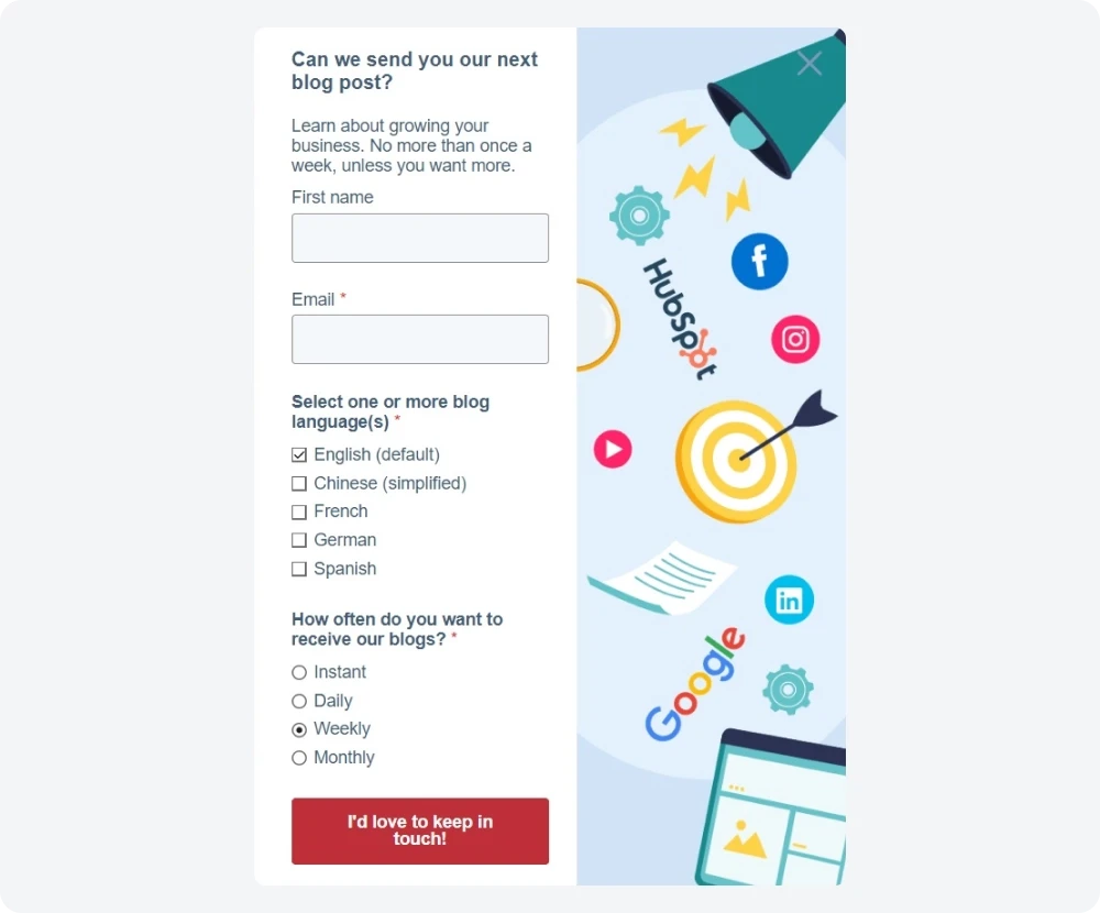 Aspiration Marketing email popup with deep segmentation