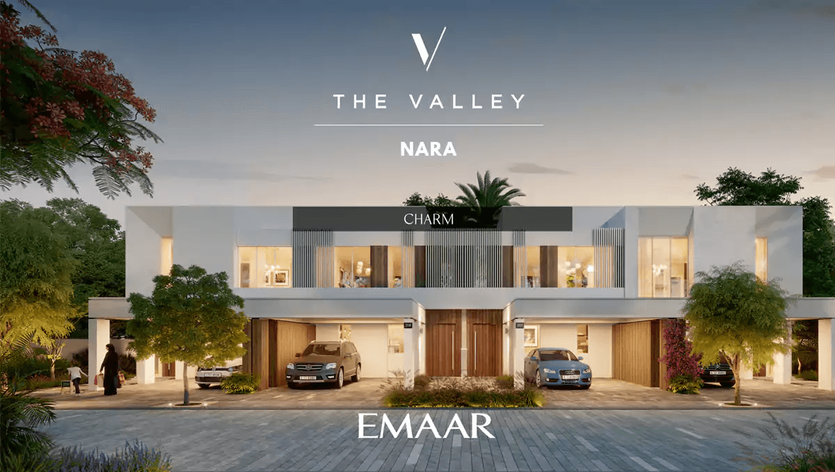 townhouse render with text overlay and logos