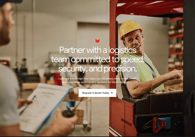 Man in hard hat driving forklift in warehouse, partner with logistics team for speed, security & precision