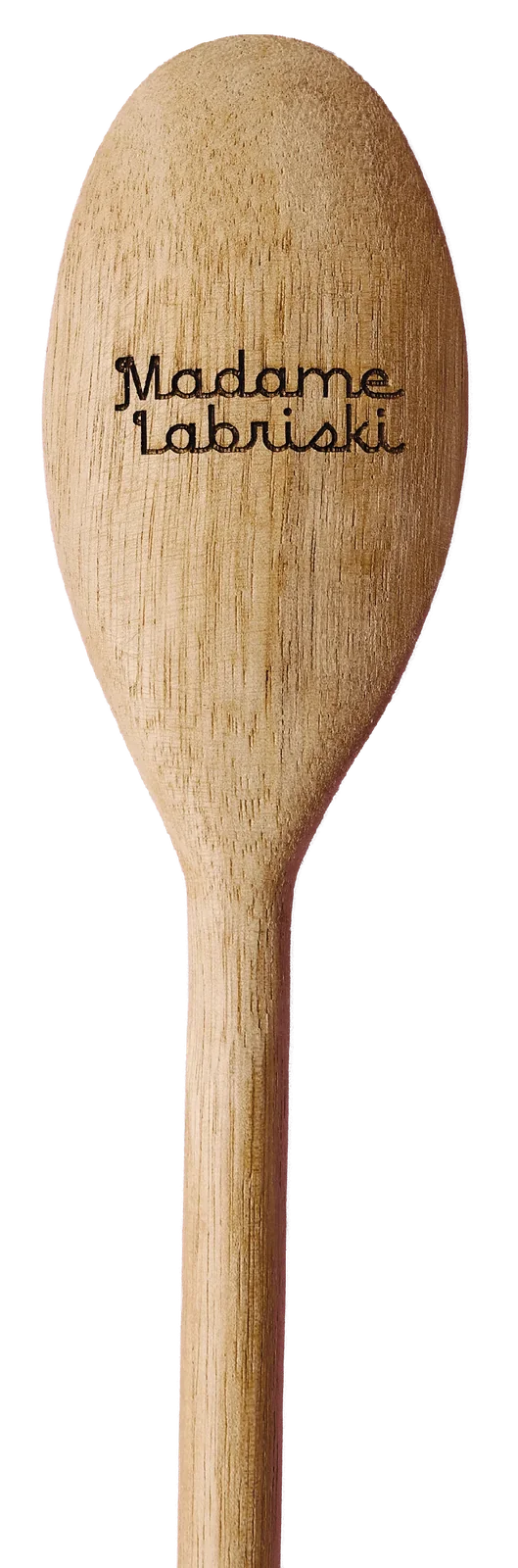 Cuillère en bois gravée au nom de Madame Labriski